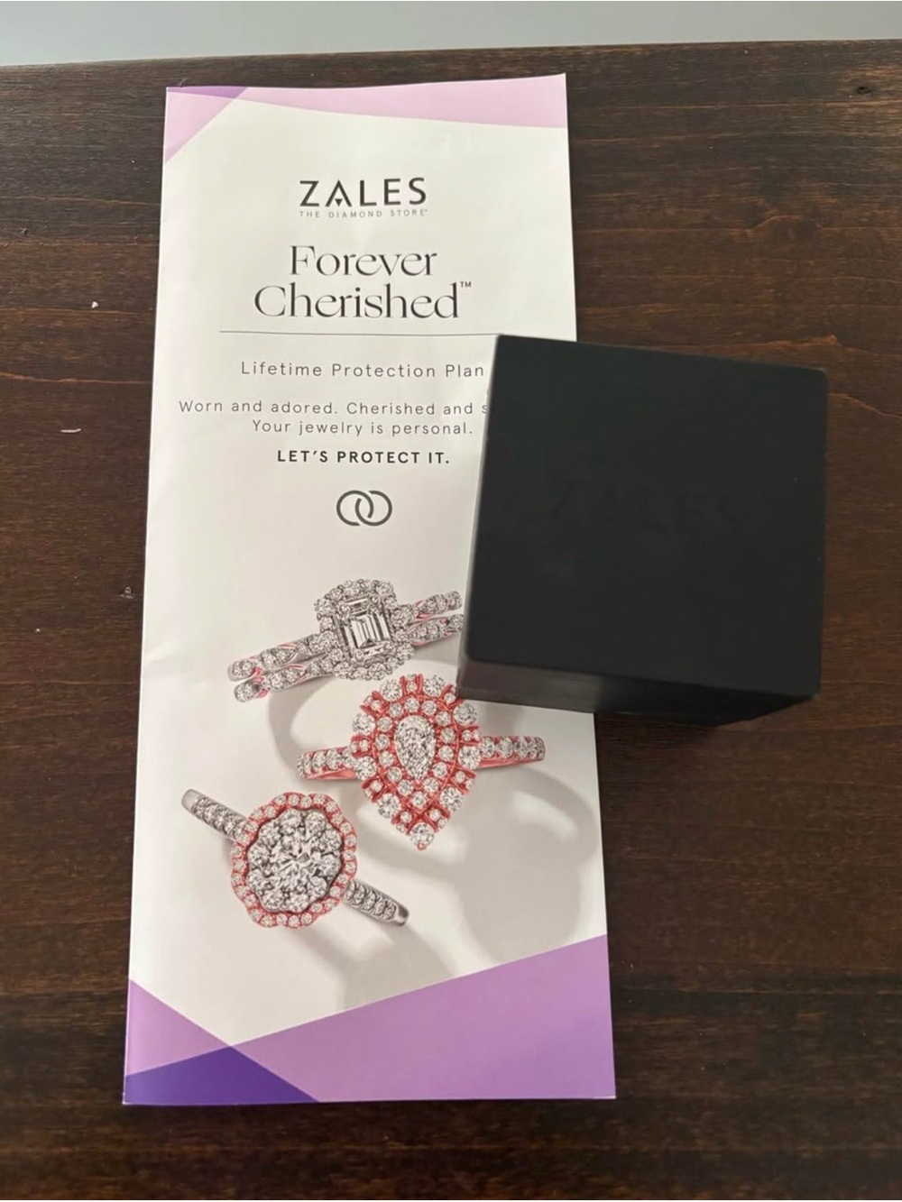 Zales Black Jewelry Ring Box with Promotional Brochure